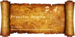 Preszler Avarka névjegykártya